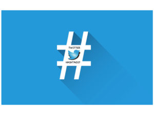 Hashtag symbol blue background