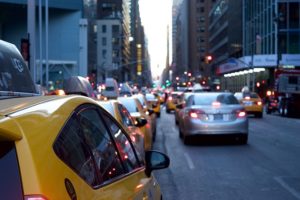 Taxi in traffic