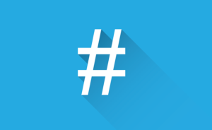 Hashtags with blue background