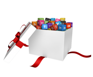 Social media platforms in gift box