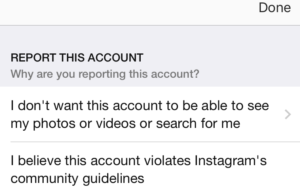 Report fake account Instagram