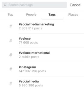 Instagram hashtag Searches