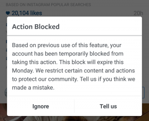 Blocked for following on Instagram