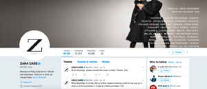Zara care customer service Social media