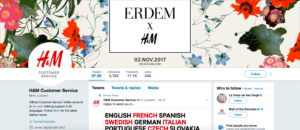 H&M customer service Twitter account