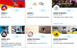 Adidas Multiple Twitter account