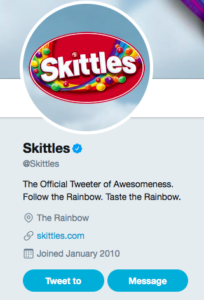 Skittles twitter account