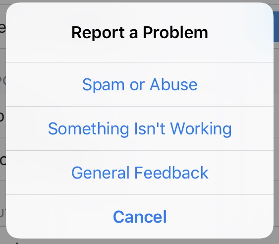 Report a problem on Instagram