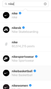 Nike social media accounts