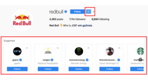 Suggested profiles Instagram