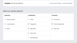 Facebook advertising objectives