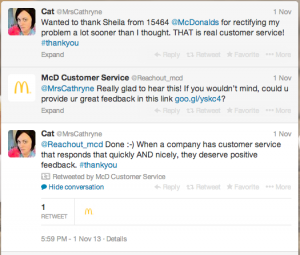 McDonald's customer service social media