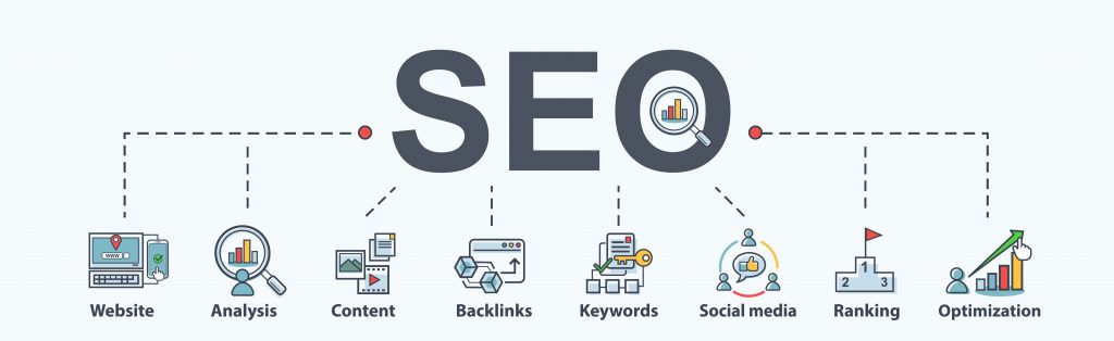 Seo Search Engine Optimization Banner Web Icon For Business And Marketing Traffic Ranking Optimization Link And Keyword Minimal Vector Infographic Veloce