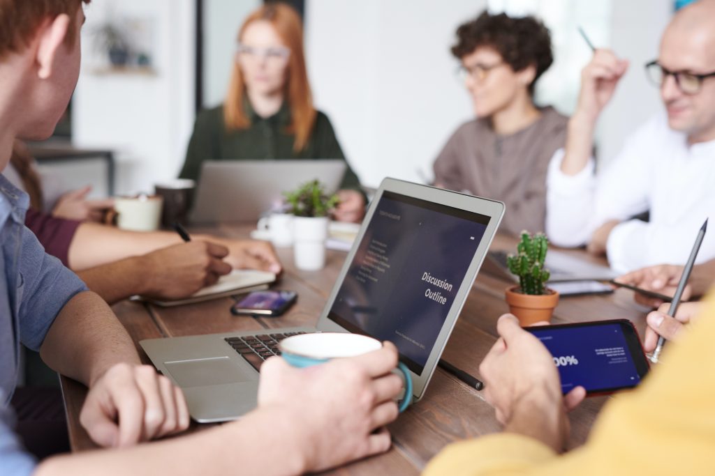 A group of people having respectful and productive discussion.