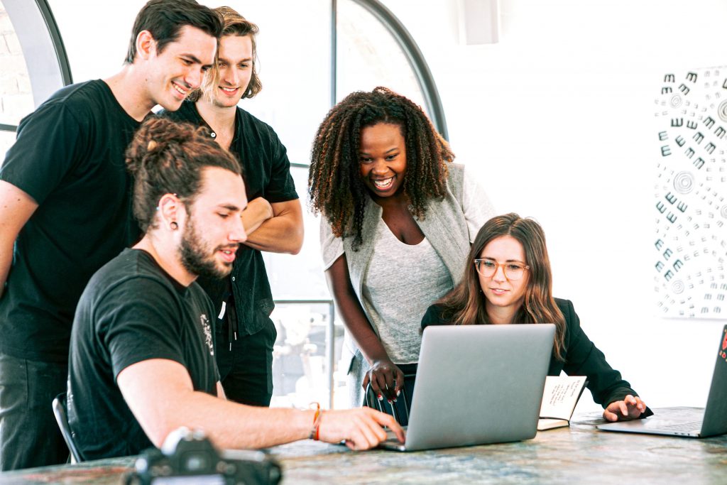 All the employees working on a project as a team.