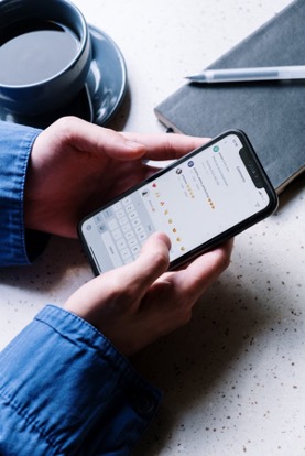 A man holding a smartphone.