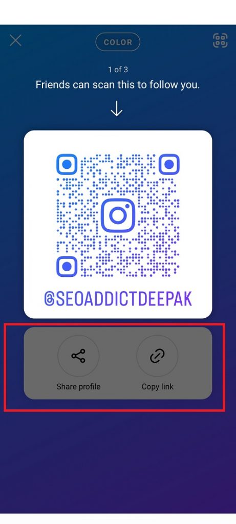 instagram QR code to share with someone who wants to follow you