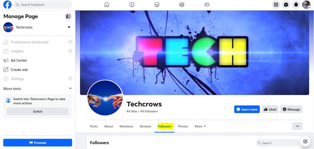 follower tab on facebook page