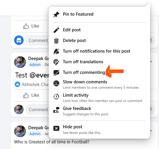 Turning Off Comments In Facebook Groups