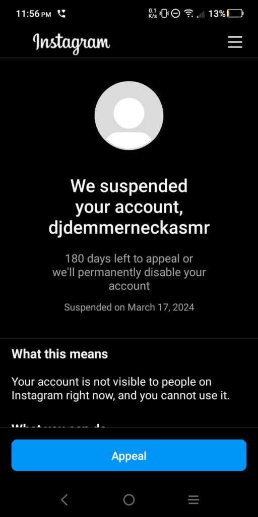 When Instagram Bans an Account