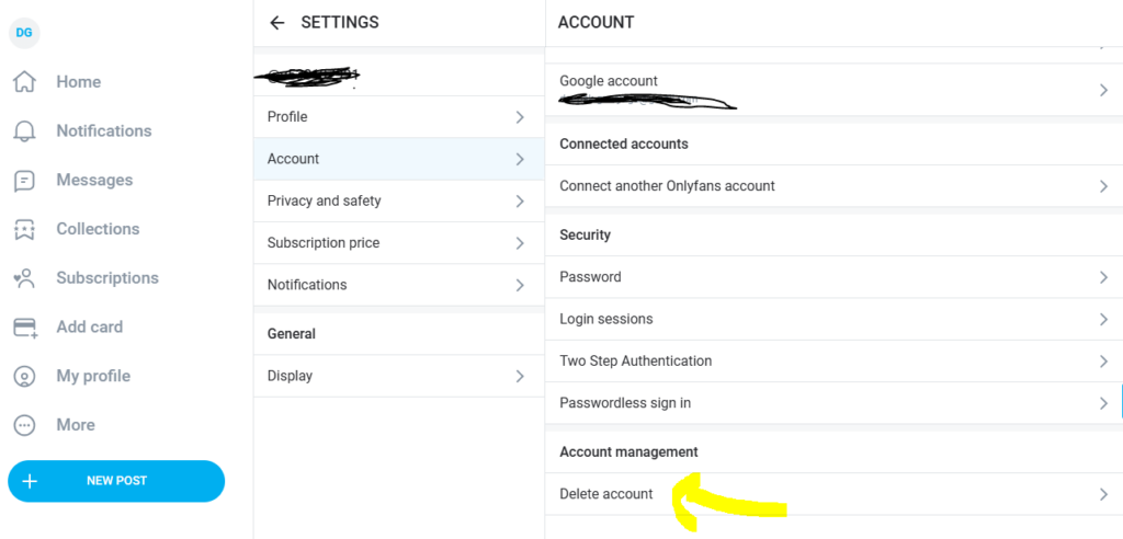 Open the Account tab.