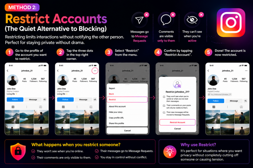 Method 2: Restrict Accounts (The Quiet Alternative to Blocking)