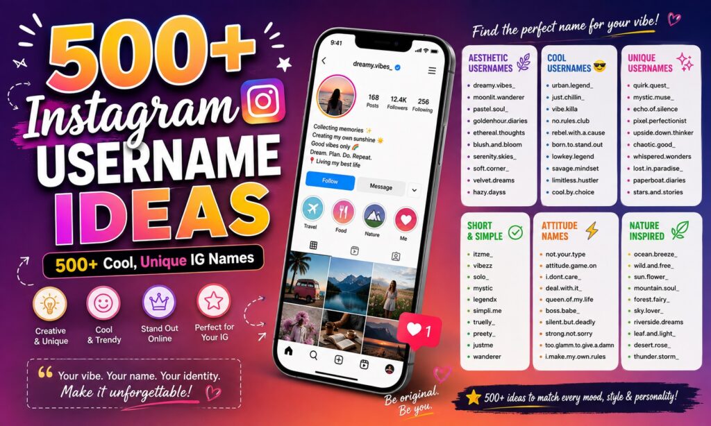 500+ Instagram Username Ideas (500+ Cool, Unique IG Names)